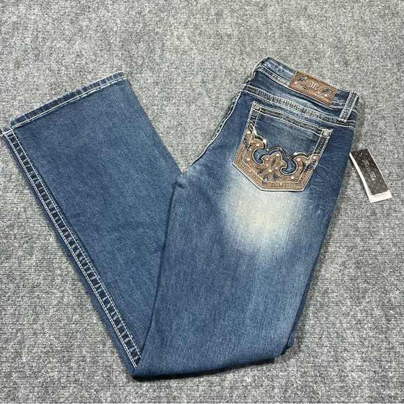 Miss Me Blue Bootcut Jeans with Embroidery - Picture 1 of 8
